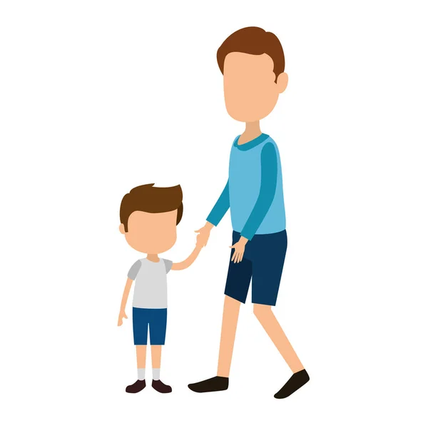 Милий і маленький хлопчик з батьками персонажами — стоковий вектор