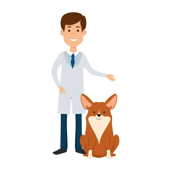 Veterinaire arts met hond avatar karakter — Stockvector