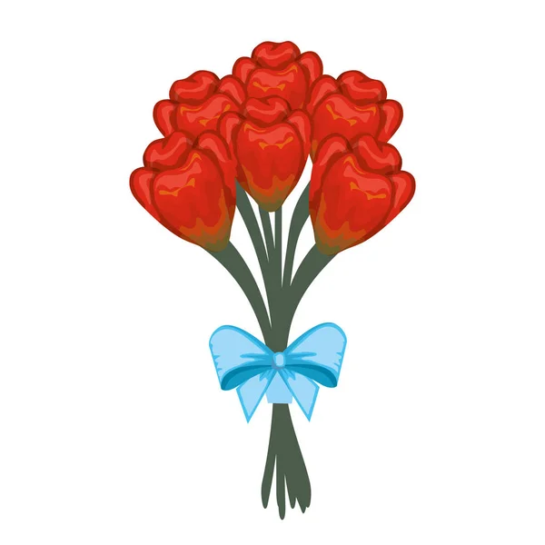 Vackra rosor bukett med bowtie — Stock vektor