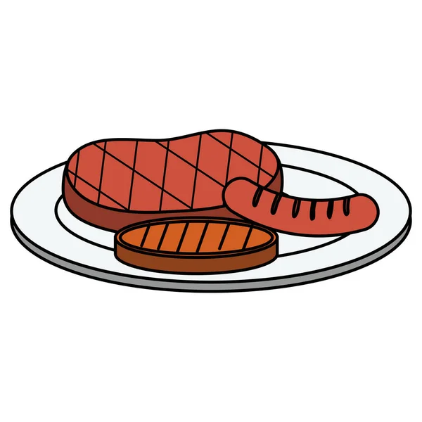 Set barbecue vlees pictogram — Stockvector