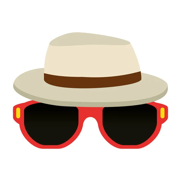 Sunglasses summer with hat — Stock Vector