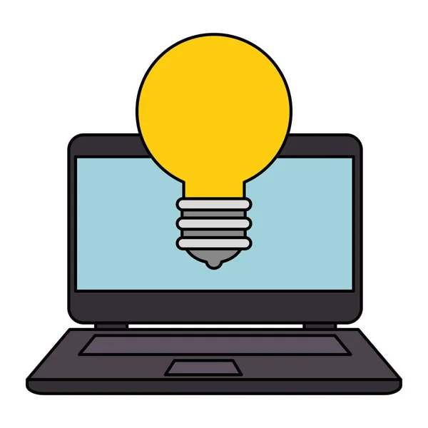 Laptop met lamp licht — Stockvector