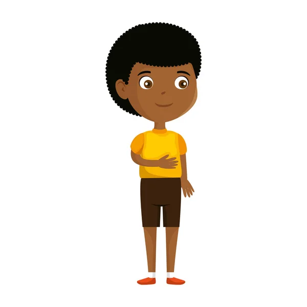 Маленький хлопчик чорний персонаж — стоковий вектор