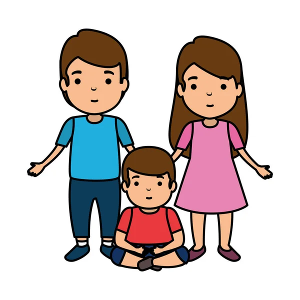 Parents couple with son characters — Stock Vector