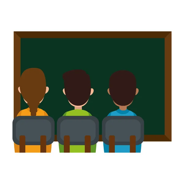 Studenti, třída s tabuli — Stockový vektor
