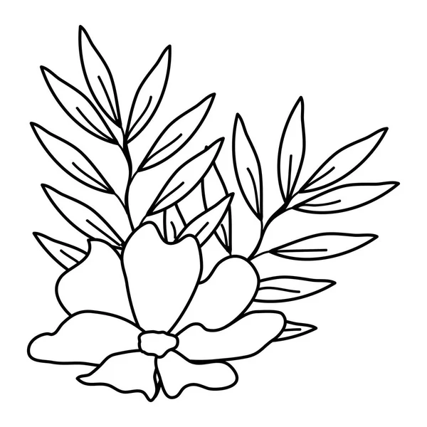 Květinová a listová dekorativní ikona — Stockový vektor