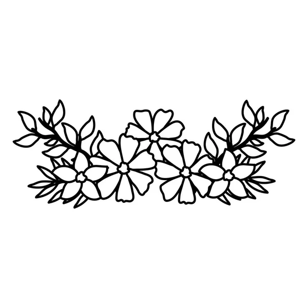 Blume und Blätter dekoratives Symbol — Stockvektor