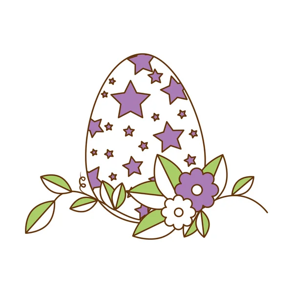 Huevo de Pascua pintado con decoración floral — Vector de stock