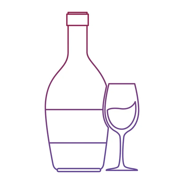 Silhouette bouteille de vin avec tasse — Image vectorielle