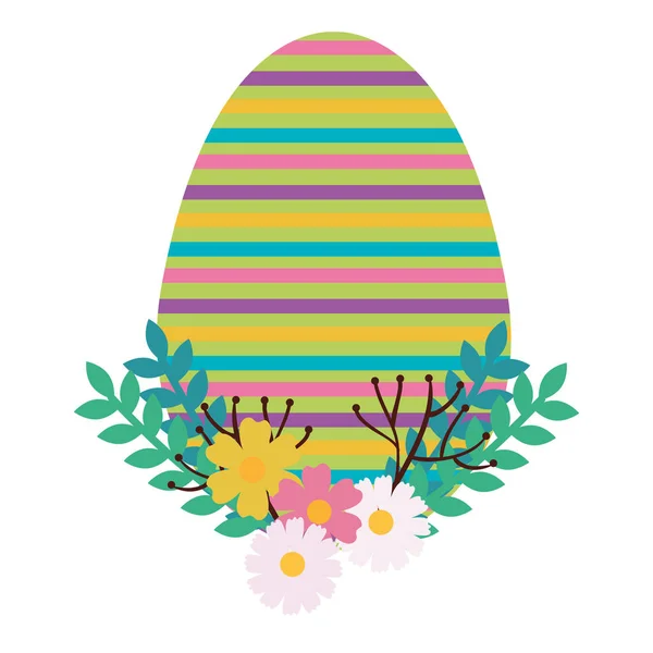 Egg paint easter with floral decoration — Stock Vector