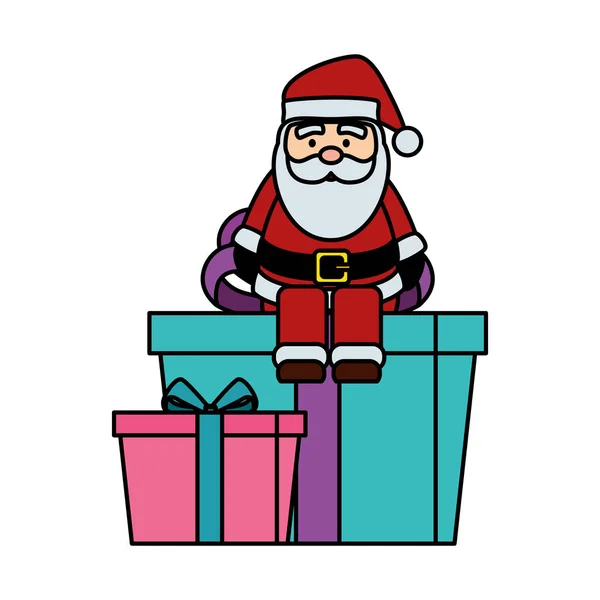 Christmas santa claus with gift box — Stock Vector