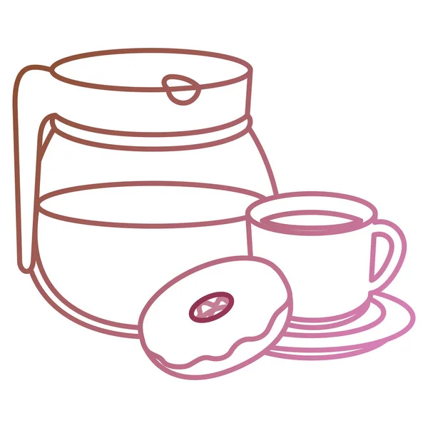 Šálek kávy a šálek s sladkým koblihami — Stockový vektor