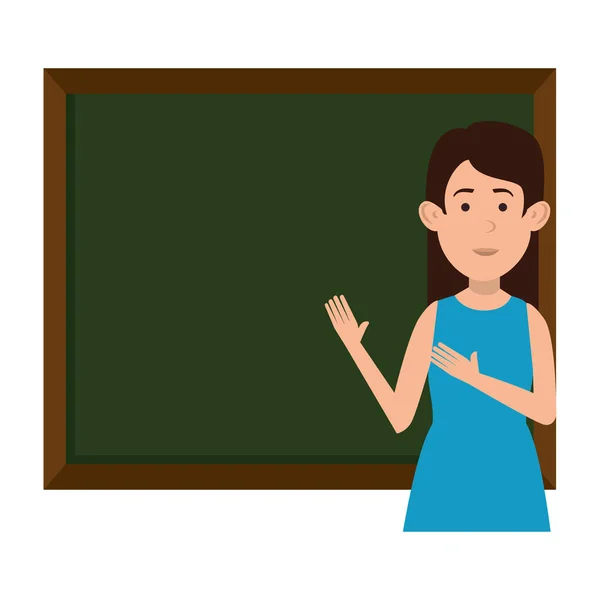 Vrouw onderwijzen met schoolbord karakter — Stockvector