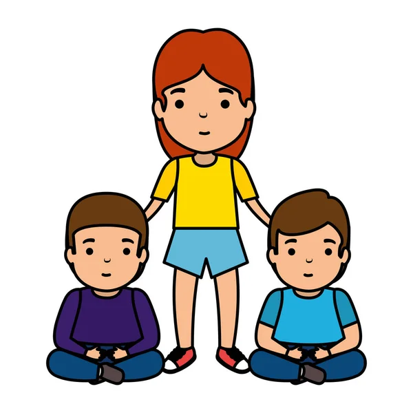 Madre con figli personaggi — Vettoriale Stock