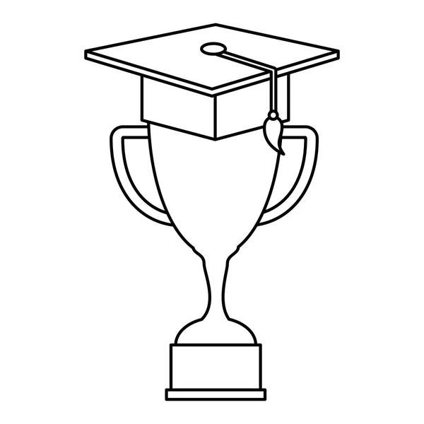 Coupe trophée avec chapeau de graduation — Image vectorielle