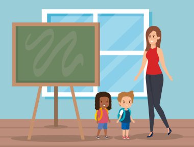 tahta ve çocuk eğitimi ile öğretmen kadın