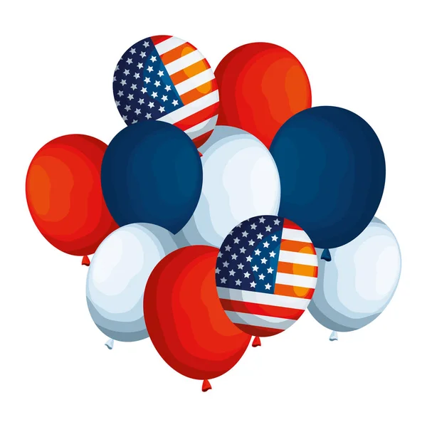 Balões de hélio com bandeira dos EUA — Vetor de Stock