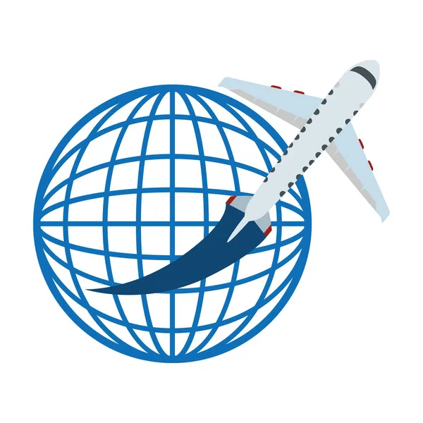 World planet eart with airplane — Stock Vector