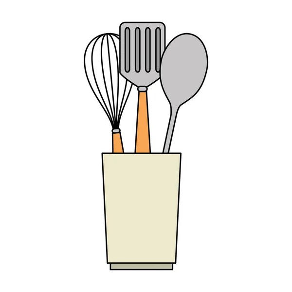 Set d'outils couverts dans une tasse — Image vectorielle