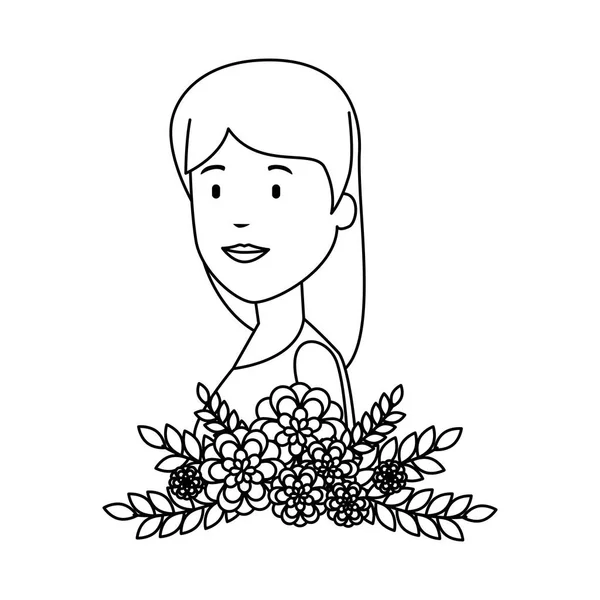 Mooie vrouw met florale decoratie — Stockvector