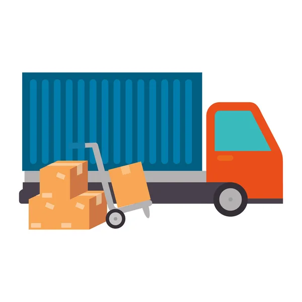 Camion de service de livraison avec chariot — Image vectorielle