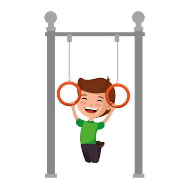 park oyun alanı halkaları asılı oynayan çocuk