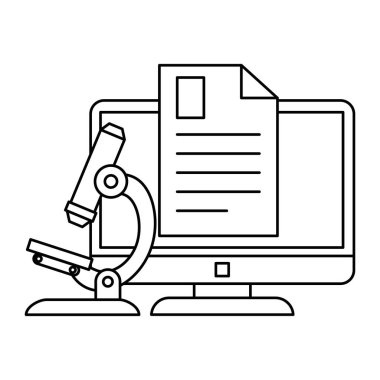 bilgisayar ve mikroskop ile belge