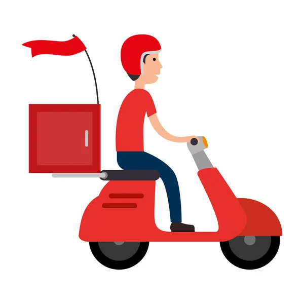 Trabajador de entrega en carácter avatar motocicleta — Vector de stock