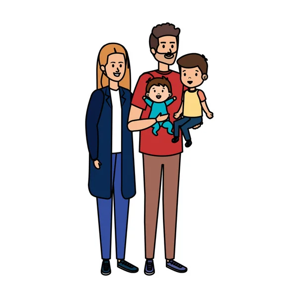 Молодих батьків пара з сином і дитиною — стоковий вектор