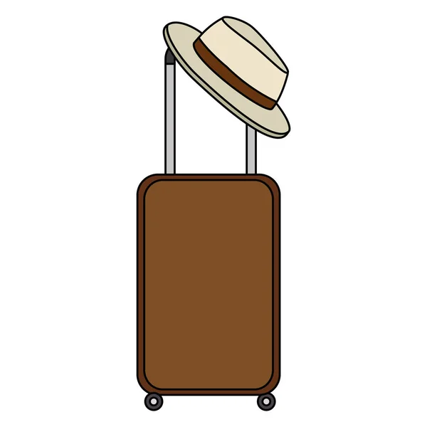 Koffer reizen met zomer hoed — Stockvector