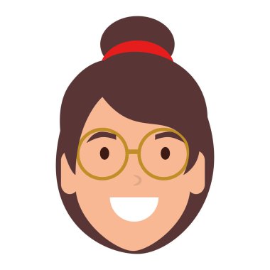 gözlük kafa karakteri ile güzel kadın