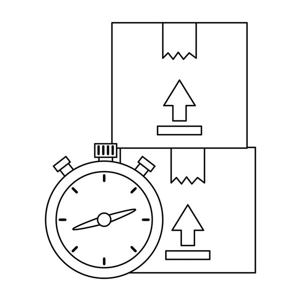 Schachteln Karton mit Chronometer — Stockvektor