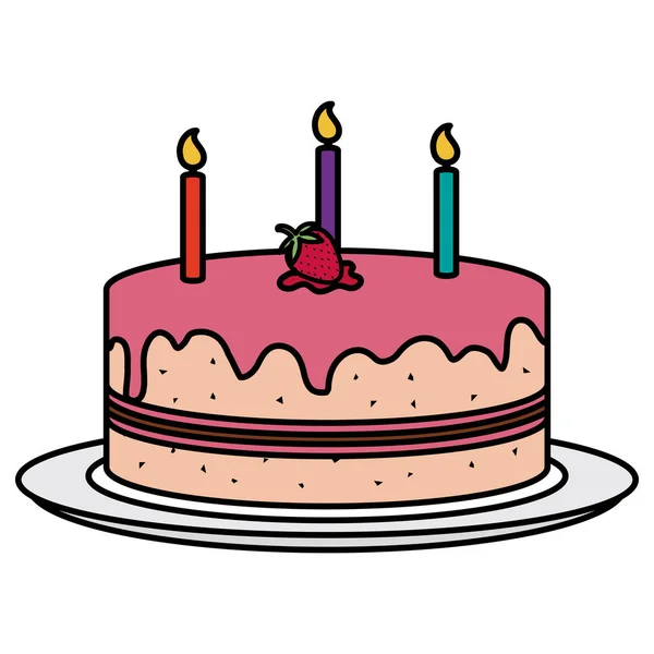 Plat avec délicieuse célébration du gâteau — Image vectorielle