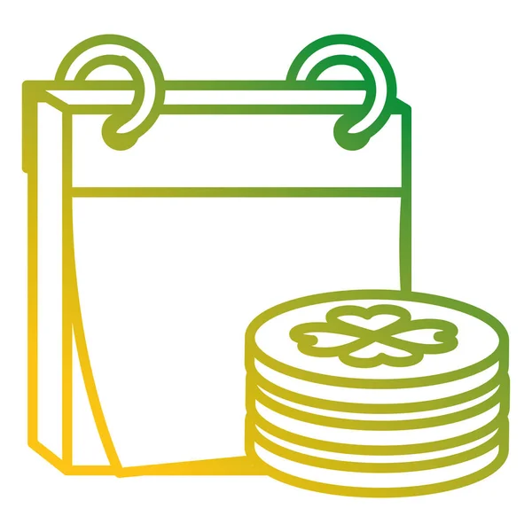 Pile monete con trifoglio e calendario — Vettoriale Stock