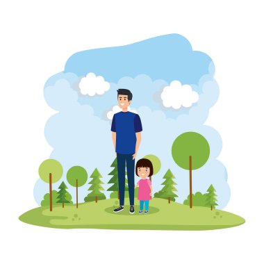 park sahnesinde kızı ile baba