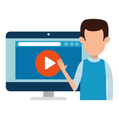 bilgisayar ve medya oynatıcı ile adam öğretim
