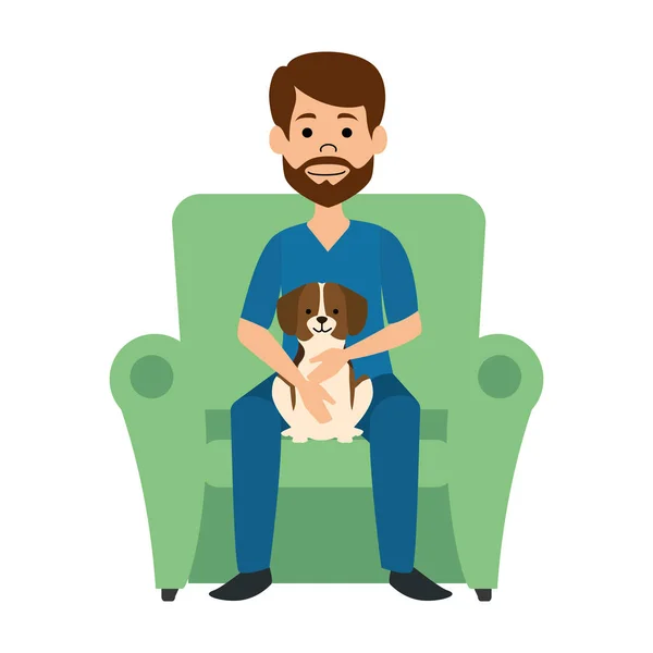 Veterinario médico en silla con carácter avatar perro — Archivo Imágenes Vectoriales