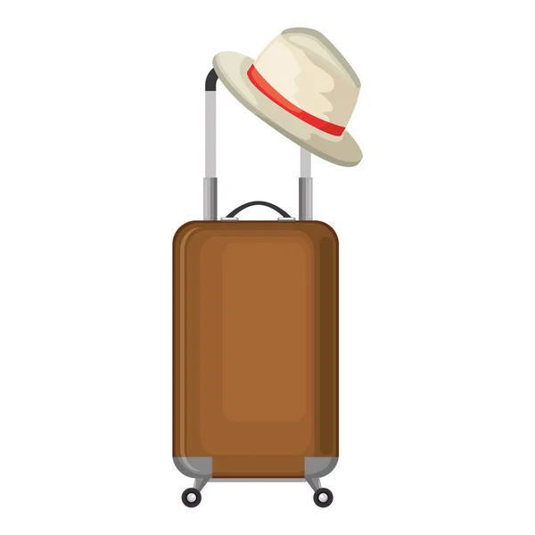 Kofferreisen mit Sommermütze — Stockvektor