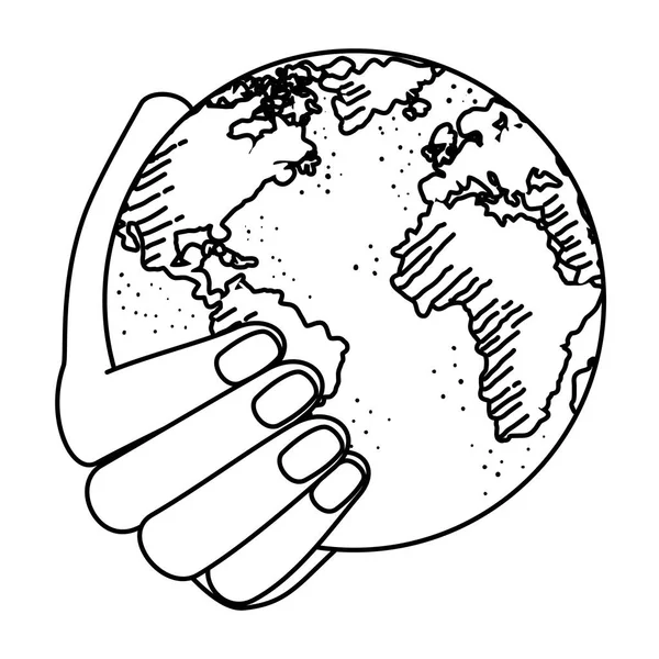 Kéz a világ bolygó Föld — Stock Vector