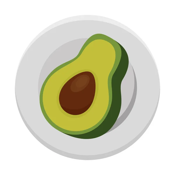 Aguacate fresco en plato comida vegetariana — Vector de stock