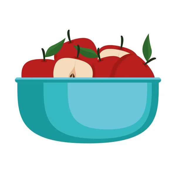 Φρέσκα μήλα φρούτα σε μπολ — Διανυσματικό Αρχείο