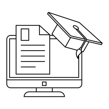 bilgisayar ve şapka mezuniyeti ile belge