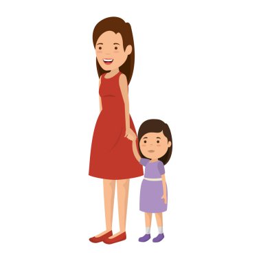 anne karakterleri ile sevimli ve küçük kız