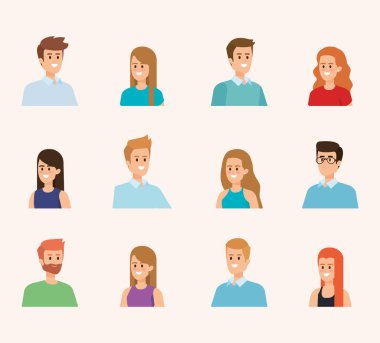 mutlu erkek ve kadın saç modeli ile kafa seti