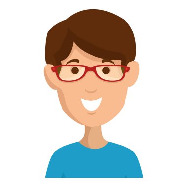 Gözlük avatar karakter ile genç adam