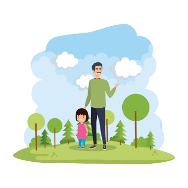 park sahnesinde kızı ile baba