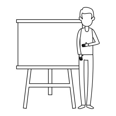 karton karakter ile adam öğretim