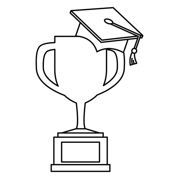 Coupe trophée avec chapeau de graduation — Image vectorielle