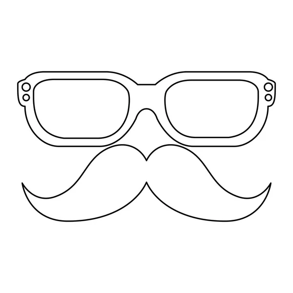 Snor en glazen hipster stijl — Stockvector