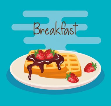 çilek ve çikolata soslu lezzetli waffle